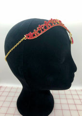 Tiara - Forehead-Point Red and Gold