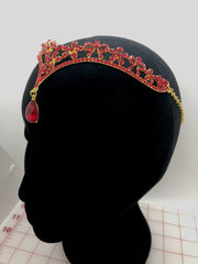 Tiara - Forehead-Point Red and Gold