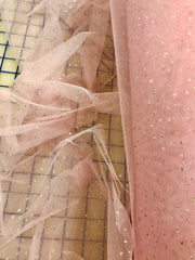 Sparkle Organza - 58-inches Wide Light Pink with Iridescent Silver Micro-Dots