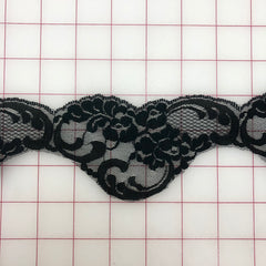 Lace Trim - 1.25 to 3-inch Wide Scalloped Black Lace Close-Out