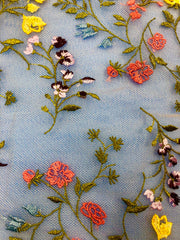 Trim - 10-inch Embroidered Multi-Color Flower Border Trim