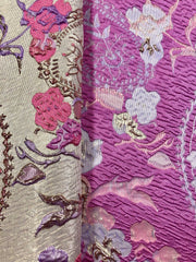 Brocade - 58-in 3D Pale Rose Gold with Fuchsia and Lilac Reversible