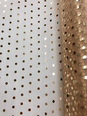Hologram Dot Tulle - 58/60-inches Wide Beige with Gold Dots