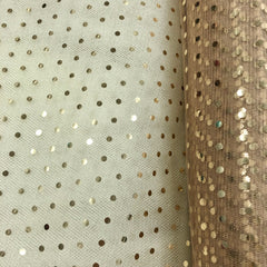 Hologram Dot Tulle - 58/60-inches Wide Beige with Gold Dots