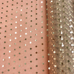 Hologram Dot Tulle - 58/60-inches Wide Beige with Gold Dots
