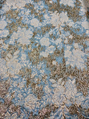 Brocade - 58-in 3D Blue, Winter White, and Palest Gold Reversible back In Stock!