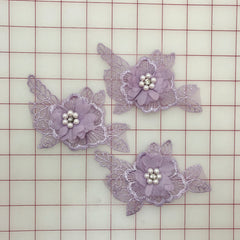 Applique - Lavender 3D Lace Flower Motifs