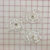 Applique - White 3D Lace Flower Motifs