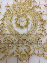 Metallic Trim - Gold Metallic Corded Lace Per Yard