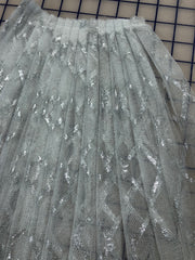 Tutu Net - 54-inches Wide White with Silver Metallic Diamond Shapes