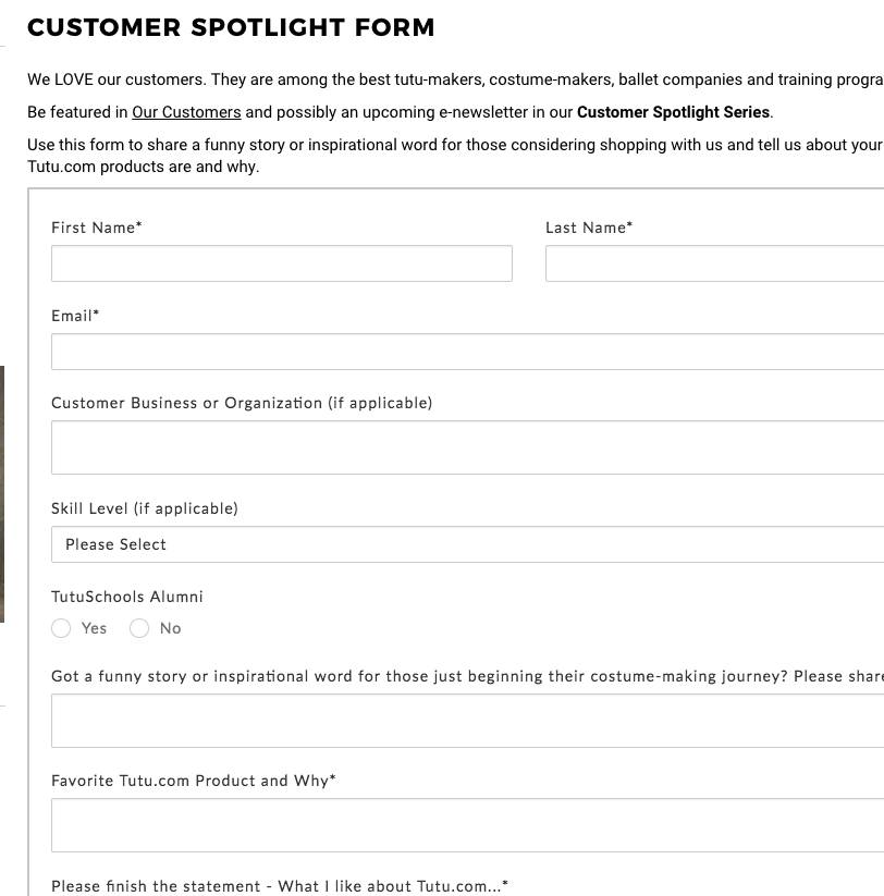 Customer Spotlight Form