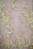 Fancy Lace - 52-inches Wide Corded Sequined Embroidered 3D Golden Yellow NEW!