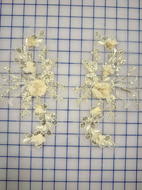 Fancy Lace - Corded Sequined Embroidered 3D Golden Yellow Applique Pairs NEW!