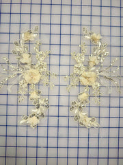 Appliques - Corded Sequined Embroidered 3D Golden Yellow Motif  Applique Pairs NEW!