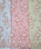 Fancy Lace - 52-inches Wide Corded Sequined Embroidered 3D Rose Pink NEW!