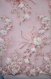 Fancy Lace - 52-inches Wide Corded Sequined Embroidered 3D Rose Pink NEW!