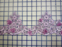 Fancy Lace - Corded Sequined Embroidered 3D Lavender Border Trim NEW!