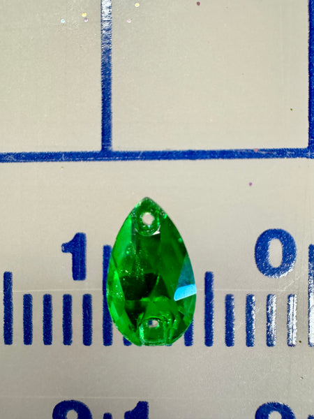 Rhinestones - 10x18mm Czech "Bright-Cut" Green #06 Pear-Shape Sew-On NEW COLOR!