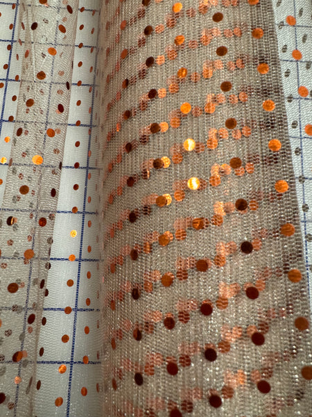 Hologram Dot Tulle - 58/60-inches Wide Tan with Copper Dots New Color!