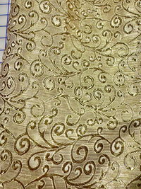 Brocade - 59-inches Wide Light Gold Swirl NEW!