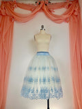 Ready-To-Wear Peasant-Style Over-Skirt Palest Blue Organza with Blue Flowers