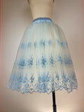 Ready-To-Wear Peasant-Style Over-Skirt Palest Blue Organza with Blue Flowers
