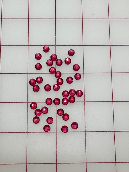 Rhinestones - 30ss Czech "Bright-Cut" Deep Rose Flat Back 36PK New Color!