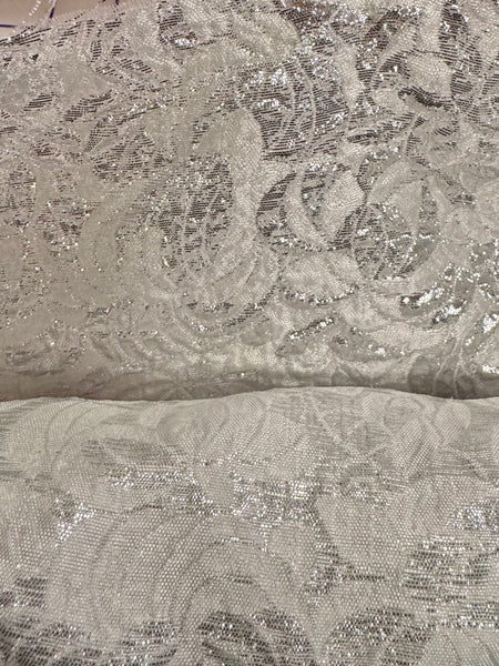 Brocade - 45-inches Wide Metallic White Silver Special Purchase!