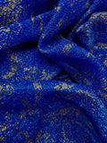 Grab Bag - Stretch Crepe Mesh  Royal Blue with Metallic Gold 2-Yard Piece