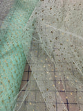 Enhanced Sparkle Tulle - 54-inches Wide Aqua/Gold