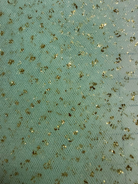 Enhanced Sparkle Tulle - 54-inches Wide Aqua/Gold