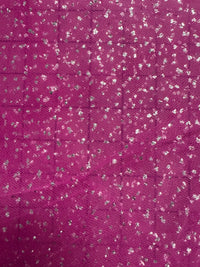 Enhanced Sparkle Tulle - 50-inches Wide Fuchsia/Silver