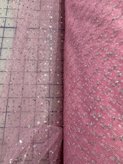 Enhanced Sparkle Tulle - 54-inches Wide Paris Pink/Silver