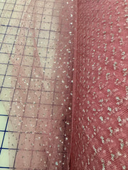 Enhanced Sparkle Tulle - 54-inches Wide Dusty Rose/Silver