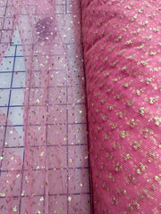 Enhanced Sparkle Tulle - 54-inches Wide American Beauty/Gold