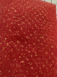 Enhanced Sparkle Tulle - 54-inches Wide Coral Garnet/Gold