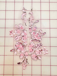 Applique - Beaded and Sequined Pale Pink and Silver-Corded Motifs 2 Pieces Only One Set Left!