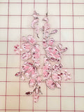 Applique - Beaded and Sequined Pale Pink and Silver-Corded Motifs 2 Pieces Only One Set Left!