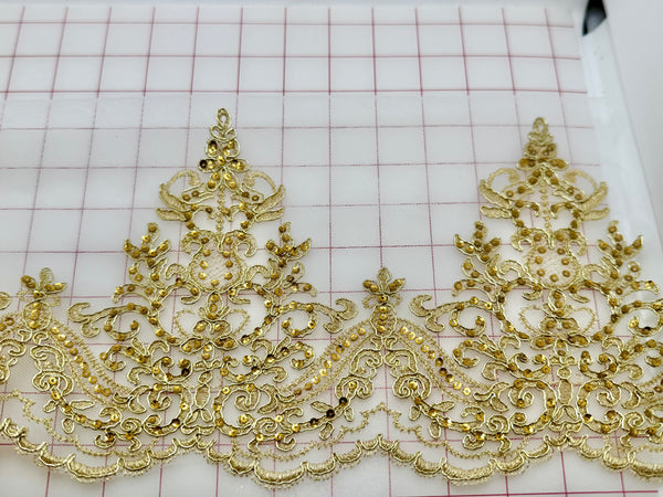 Metallic Trim - 8-inch Gold on Ivory Only 5 Yards Left!