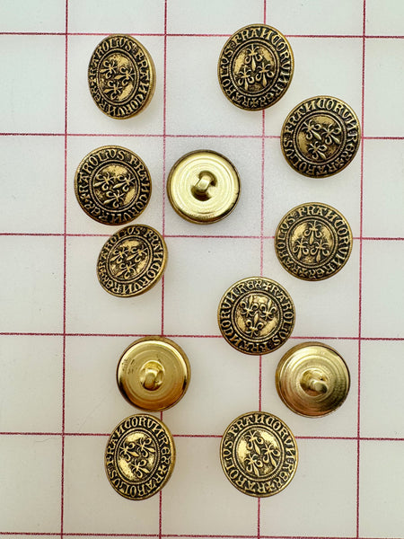 Buttons - Vintage Metallic Antique Gold New!