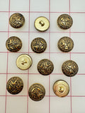 Buttons - Vintage Antique Gold Crest Metallic New!