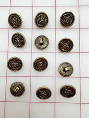 Buttons - Vintage Antique Gold Coat of Arms Metallic New!