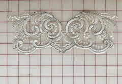Applique - Silver Corded Lace Border White Dyeable!