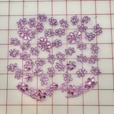 Applique - Corded Sequined Embroidered Lilac Flowers