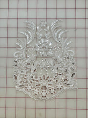 Applique - Sequined Corded Lace White NEW!