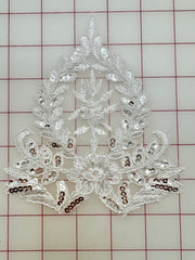 Applique - Sequined Corded Lace White