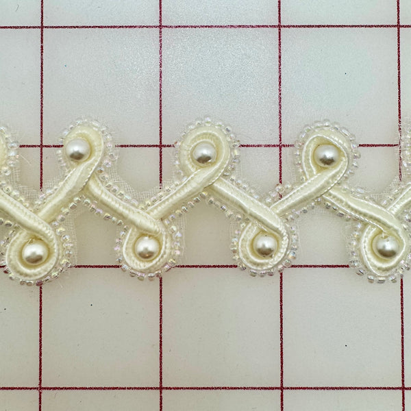 Trim - Vintage Ivory with Pearls 23-inches Close-Out