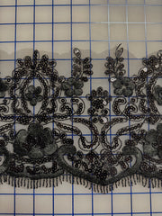 Applique - Sequined Lace Motif Border Black Close-Out 26-inch Piece