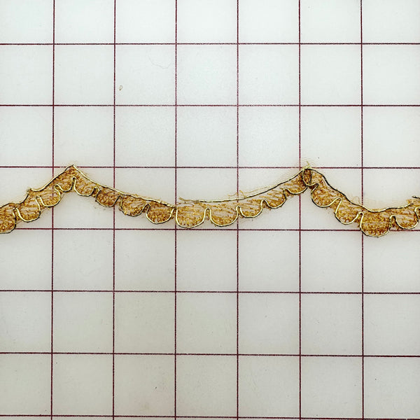 Metallic Trim - Gold Metallic Sequined Scalloped Lace Border