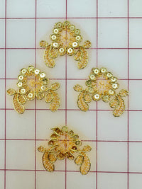 Metallic Applique - Gold Metallic Sequined Lace Flower and Leaf Shapes